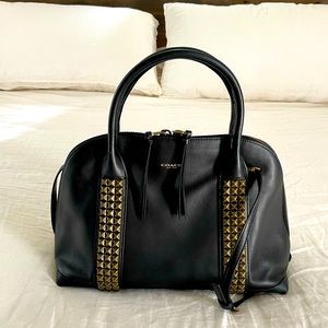 Authentic Coach Legacy Black Studded Satchel